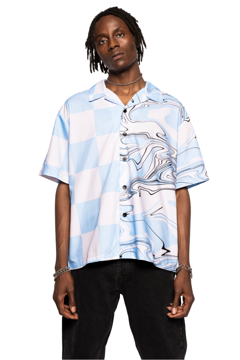 Abstract Short Sleeve Button Down