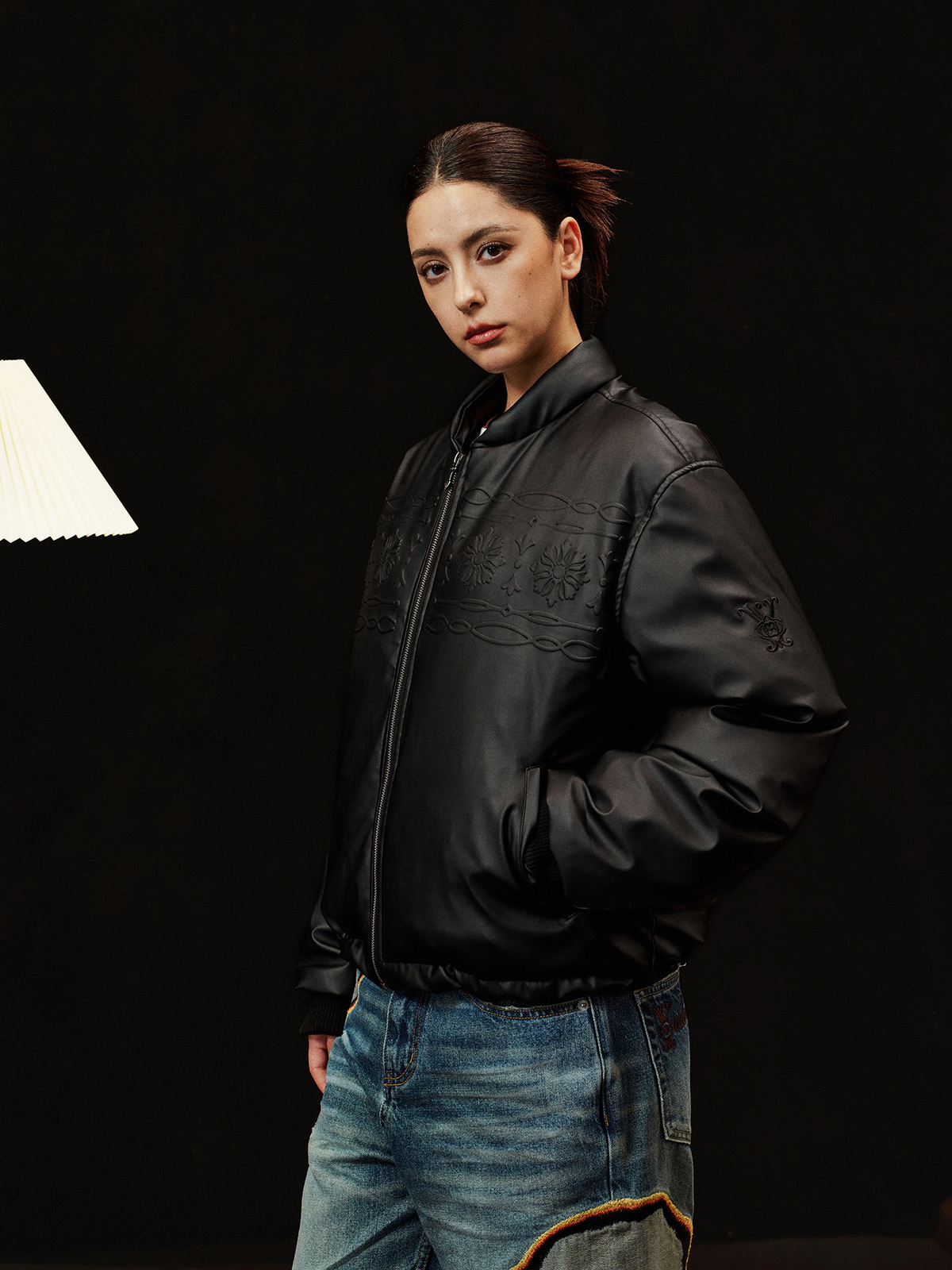 Baroque Embossed Leather Jacket – INTL Collective