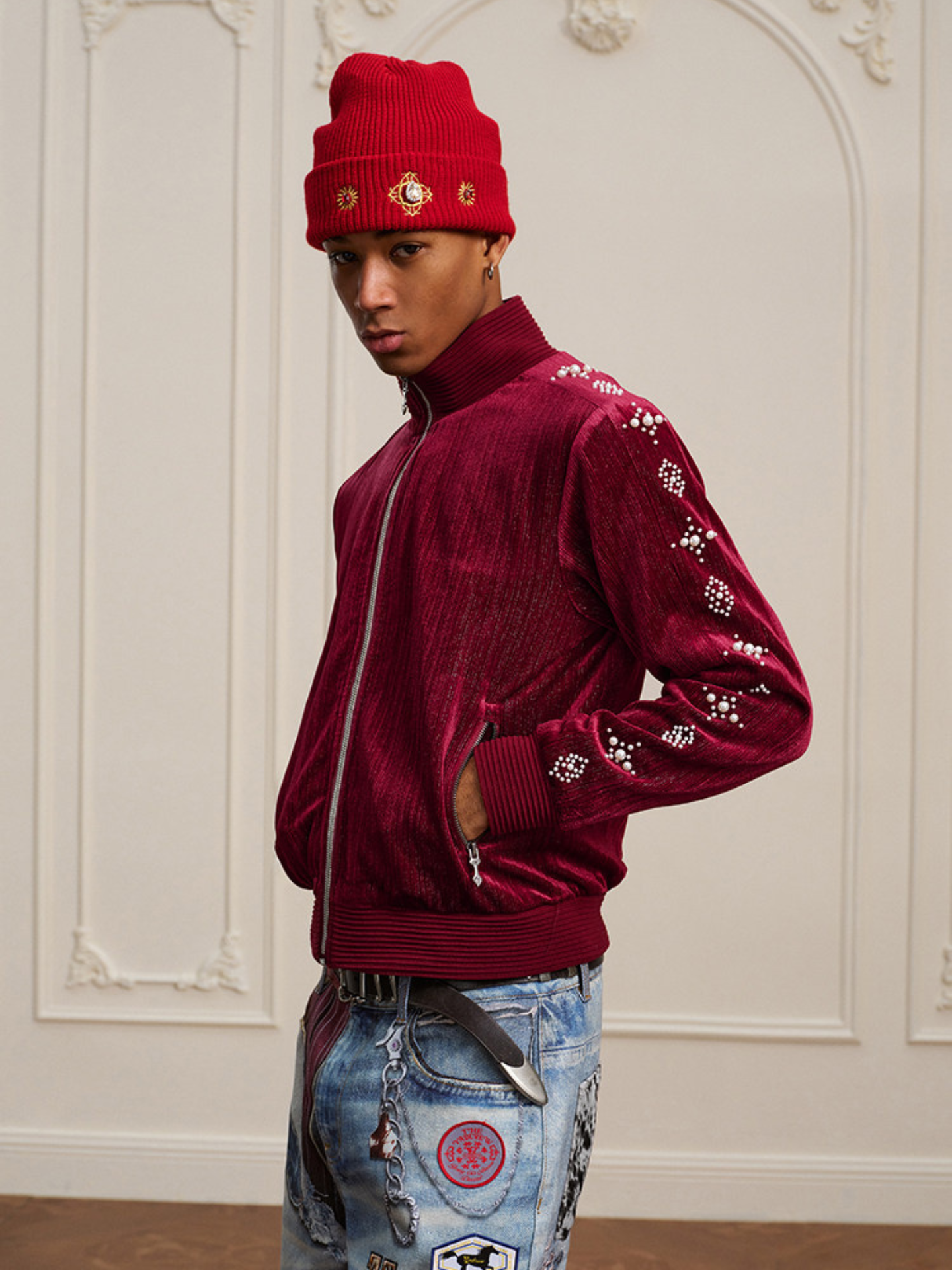 Studded Velvet Tracksuit Jacket