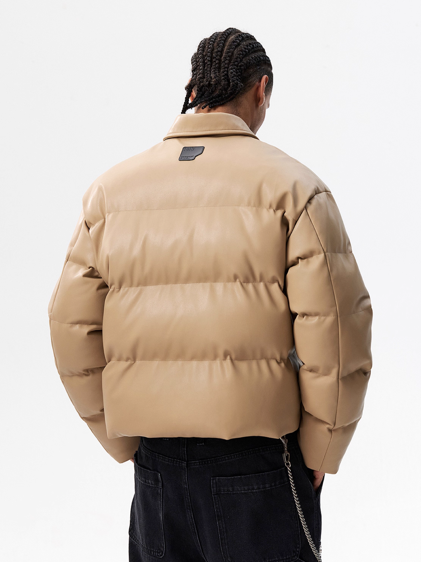 MEDM Embossed Leather Puffer Jacket