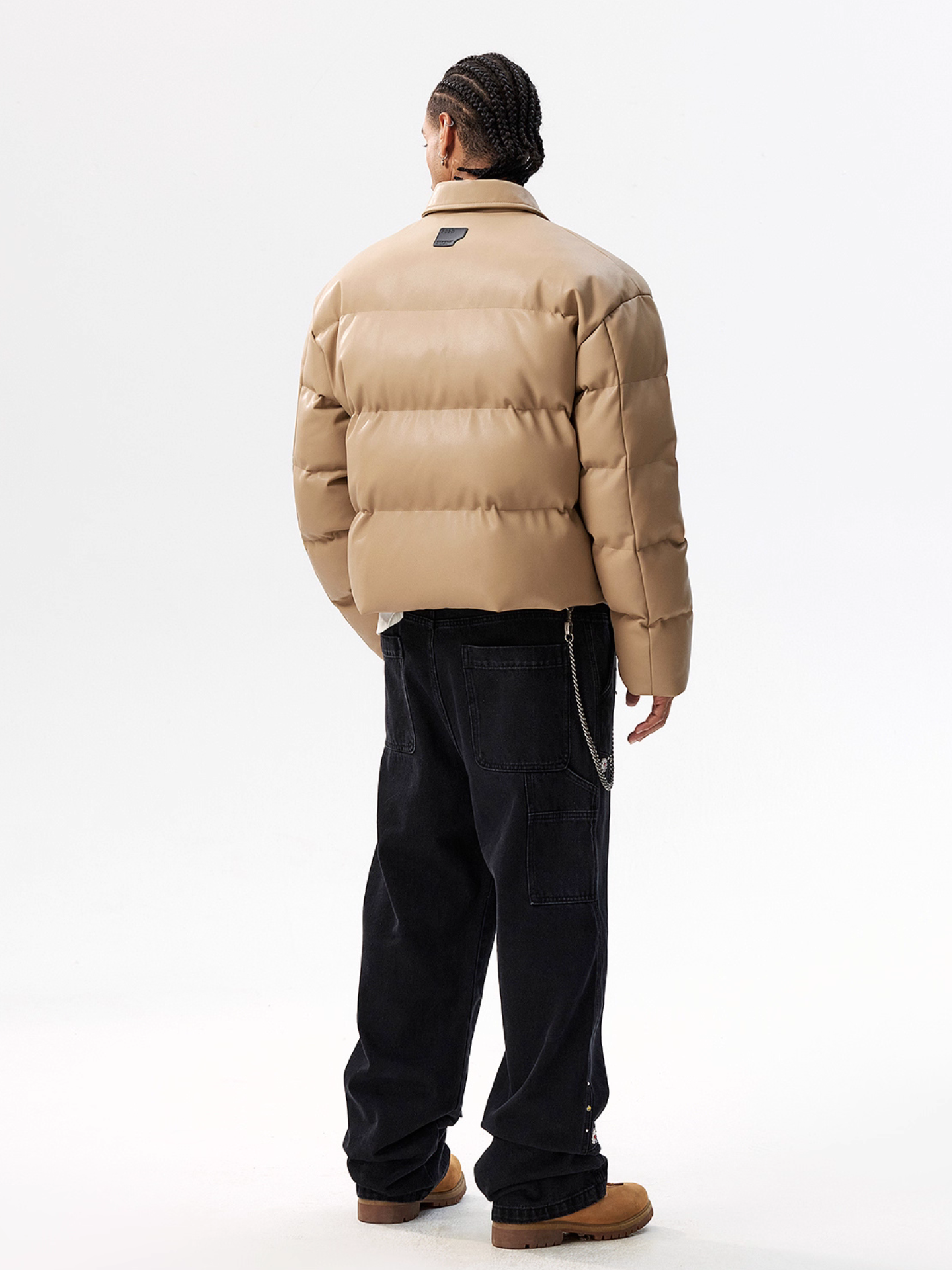 MEDM Embossed Leather Puffer Jacket