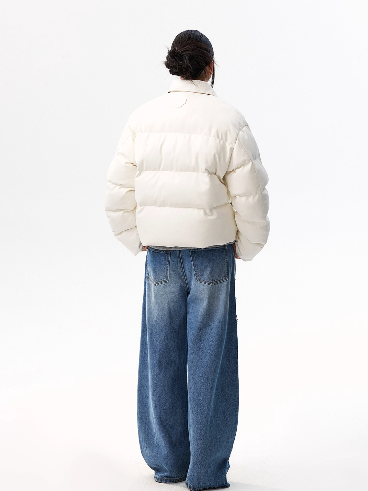 MEDM Embossed Leather Puffer Jacket