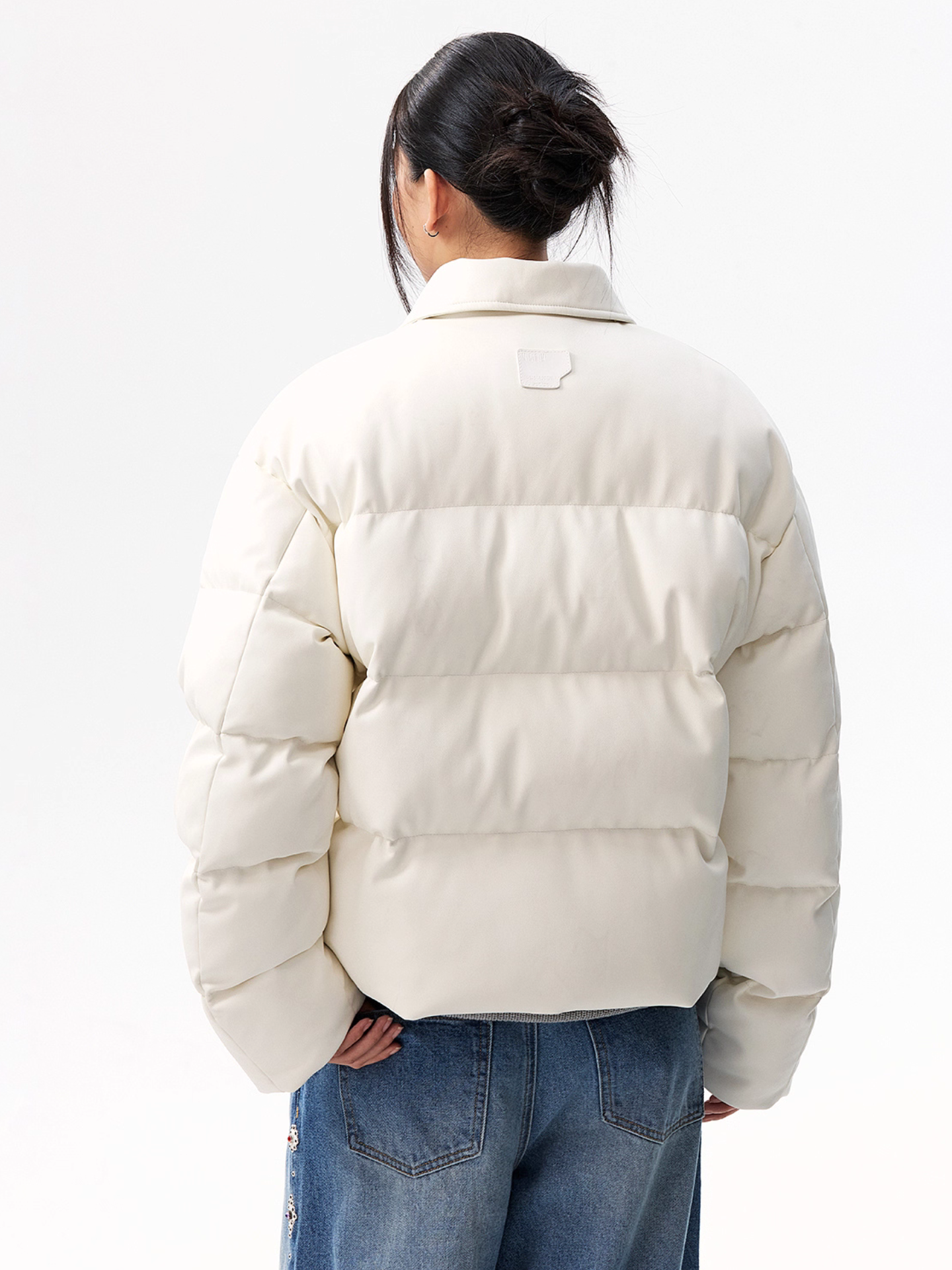 MEDM Embossed Leather Puffer Jacket