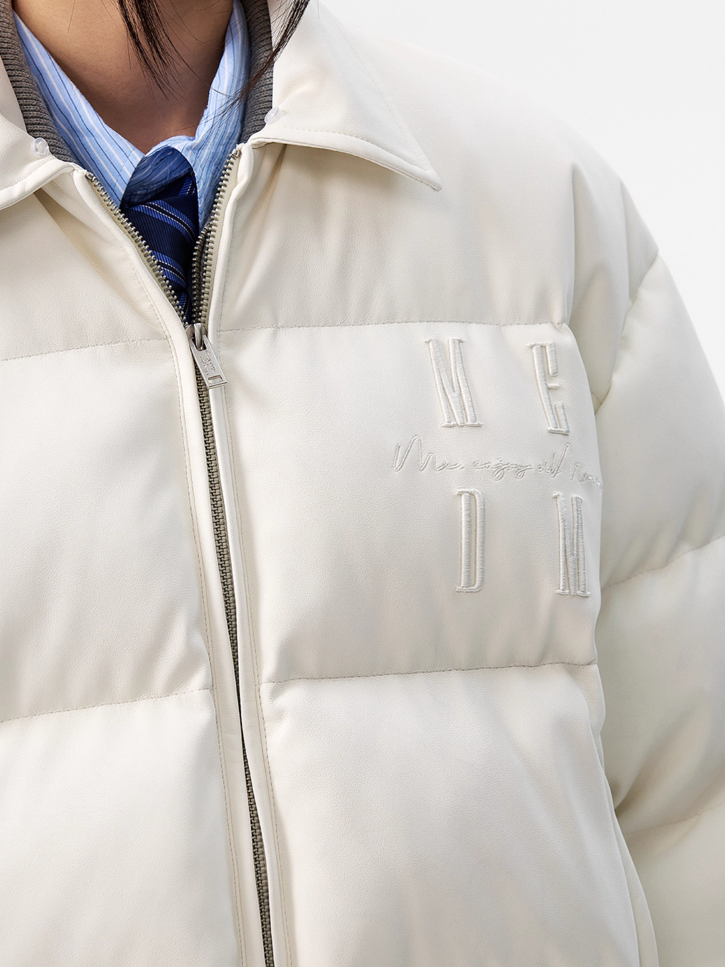 MEDM Embossed Leather Puffer Jacket