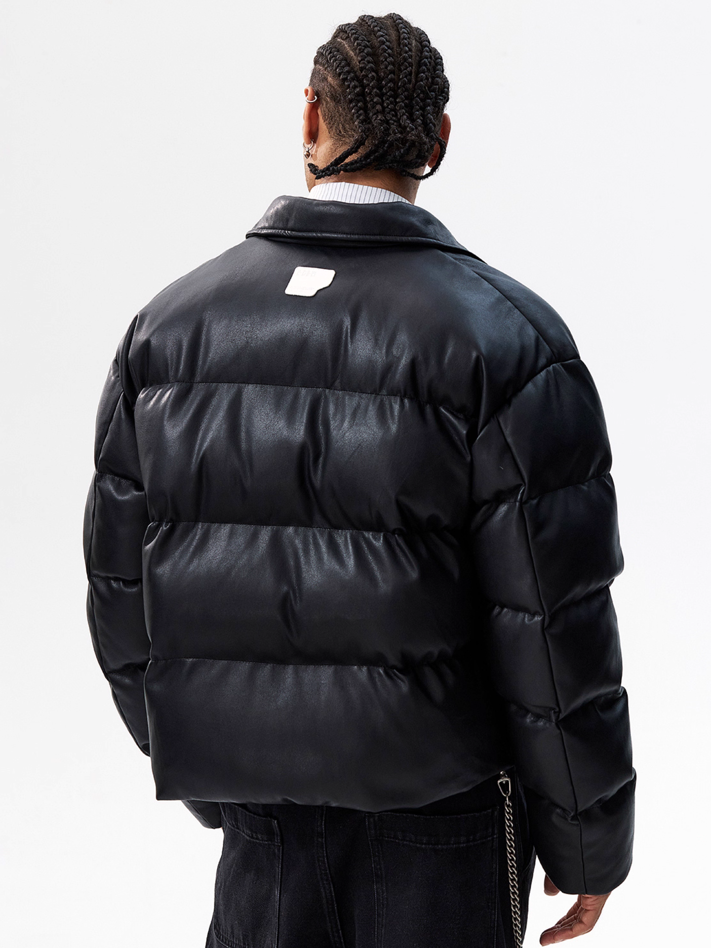 MEDM Embossed Leather Puffer Jacket