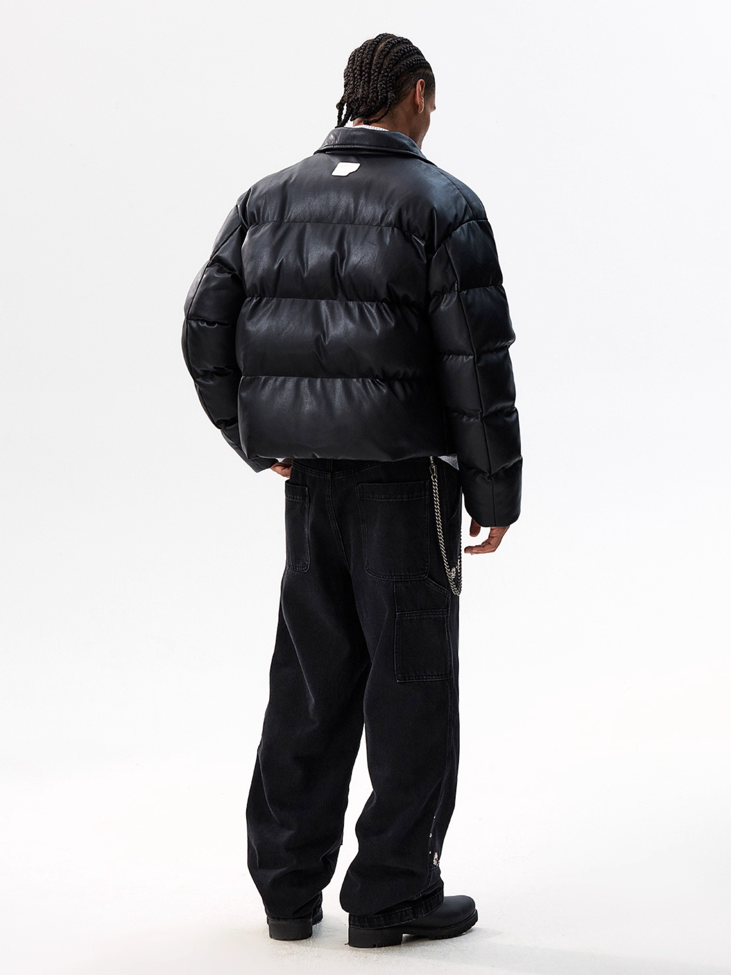 MEDM Embossed Leather Puffer Jacket