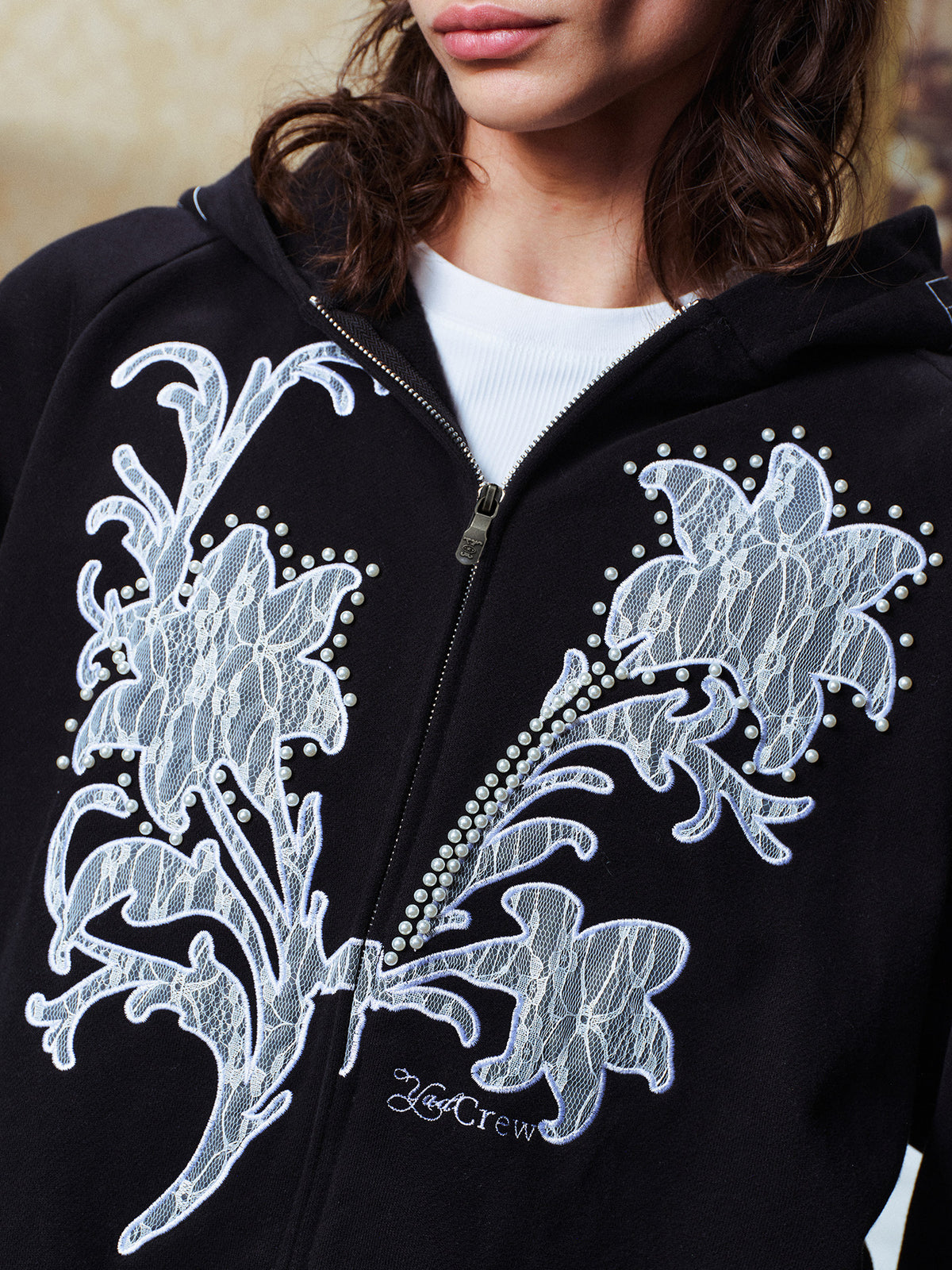 Lace Fleur Zip Hoodie