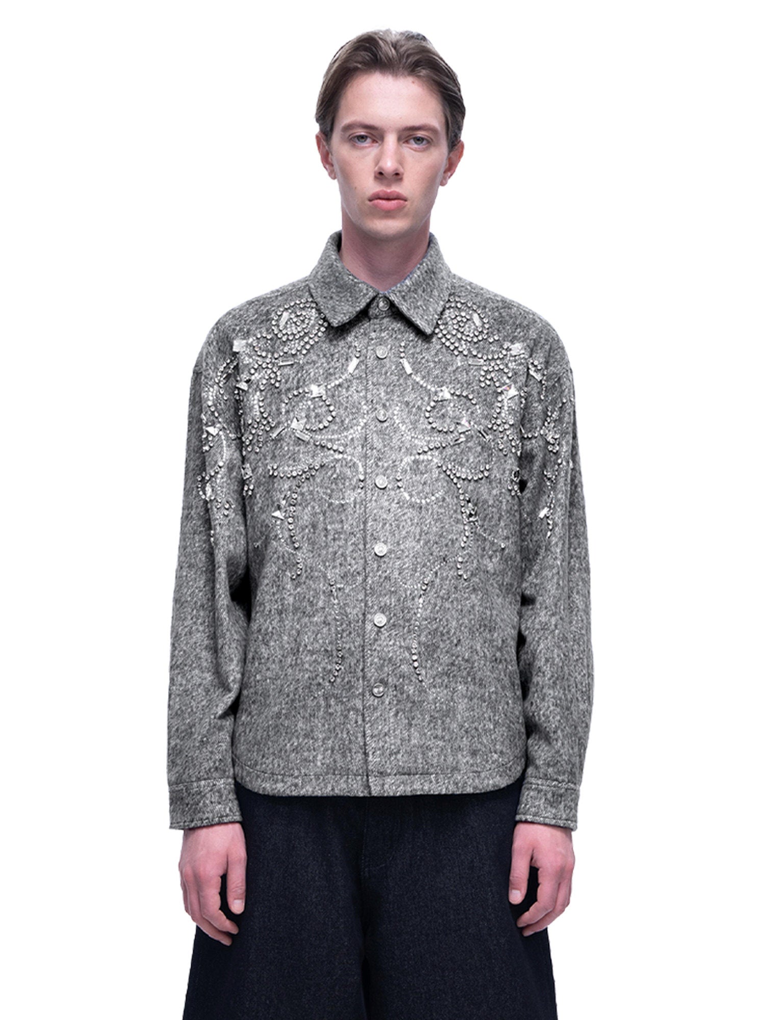 Intertwined Rhinestone Button Down