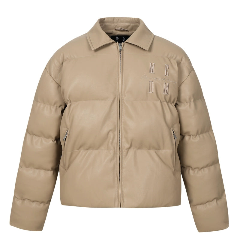 MEDM Embossed Leather Puffer Jacket