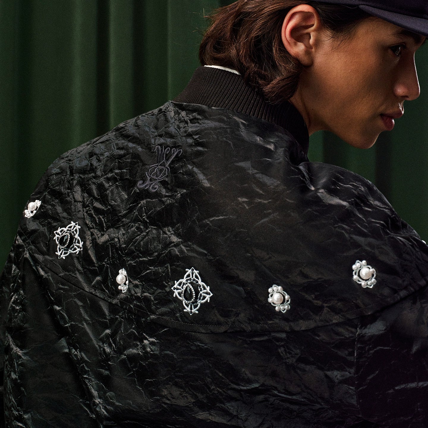 Crown Jewel Velvet Bomber Jacket