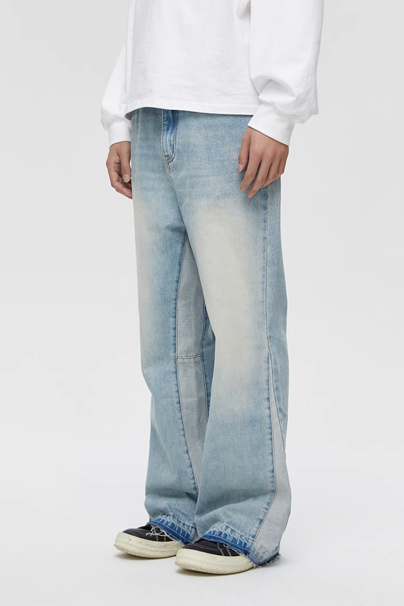 Raw Edge Flared Jeans