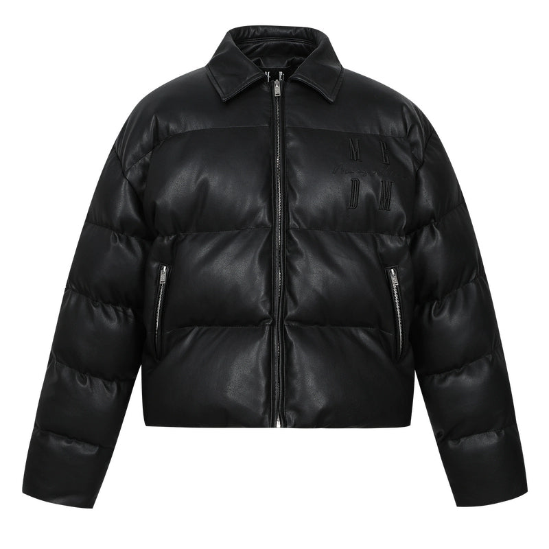 MEDM Embossed Leather Puffer Jacket
