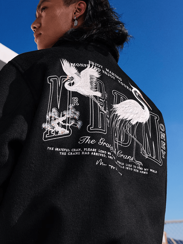 Grateful Crane Varsity Jacket