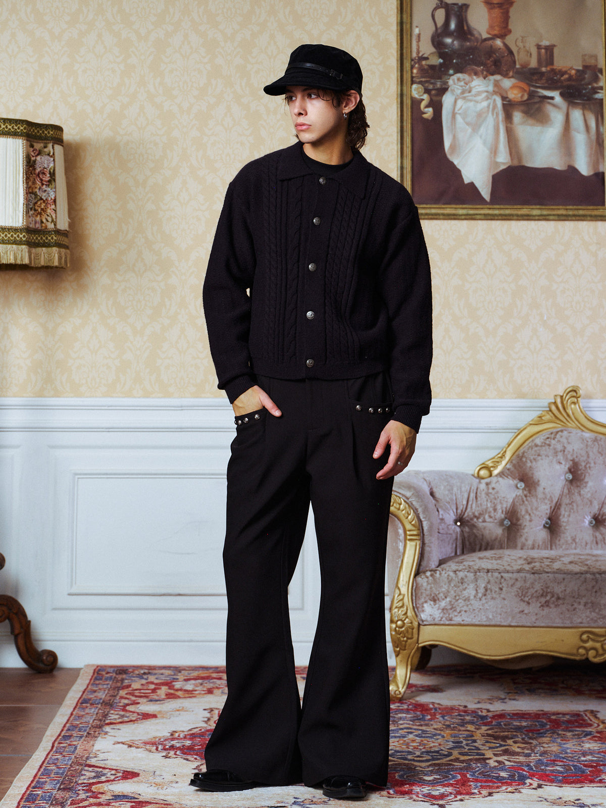 Studded Flare Trousers.