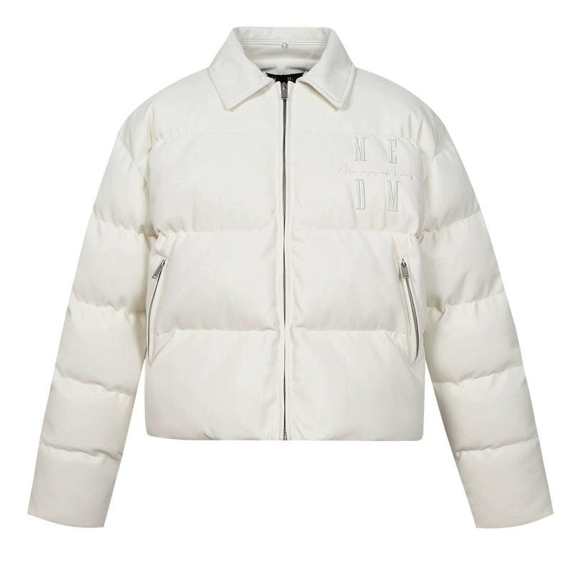 MEDM Embossed Leather Puffer Jacket