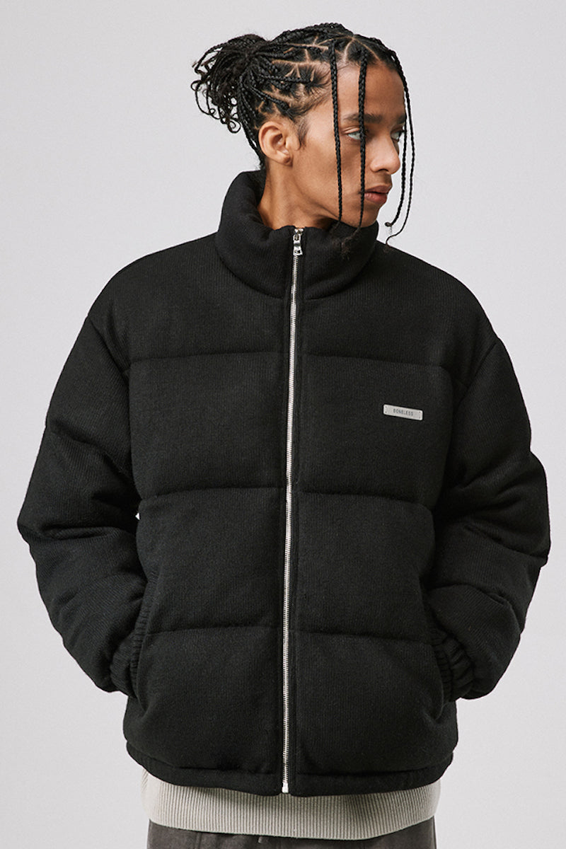 Ribbed Knit Puffer Jacket