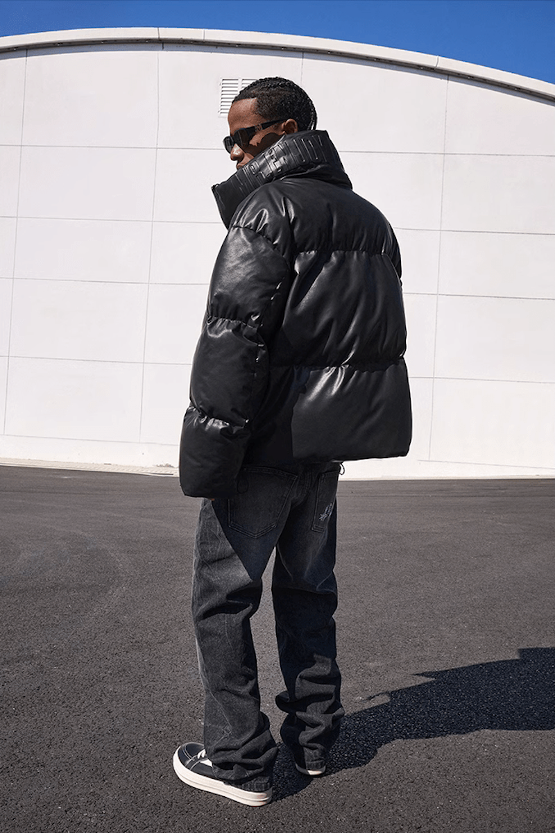 MEDM Embossed Leather Puffer Jacket