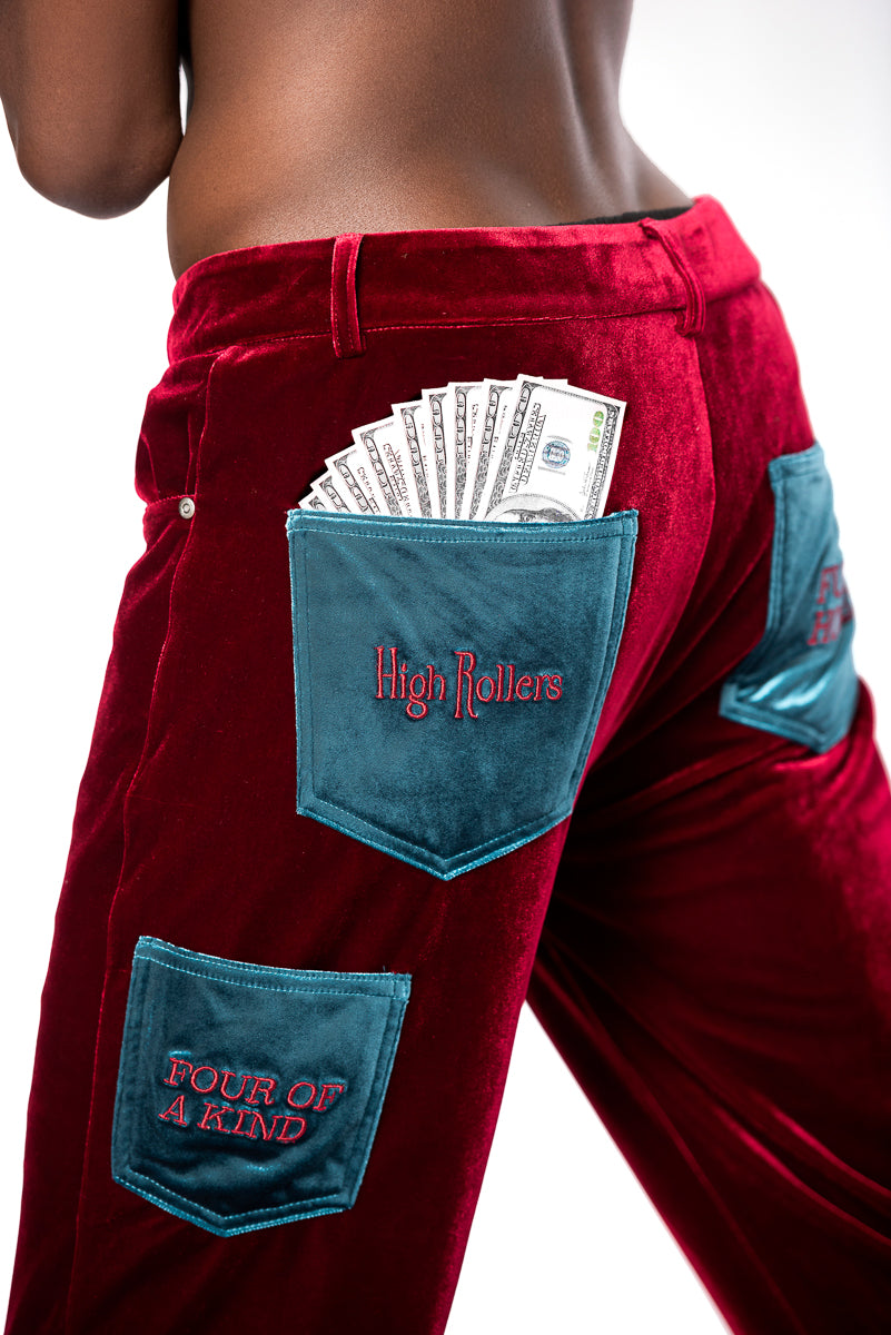 High Rollers - Ca$hed Out Velvet Pants - INTL Collective - High Rollers Clothing