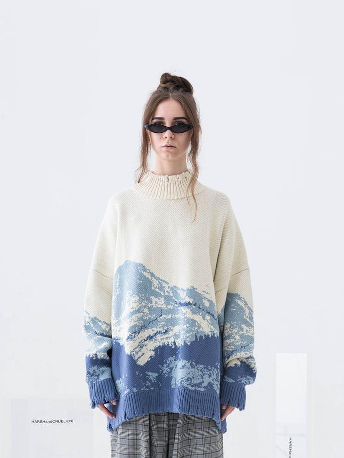 Snow Mountain Distressed Turtleneck - INTL Collective